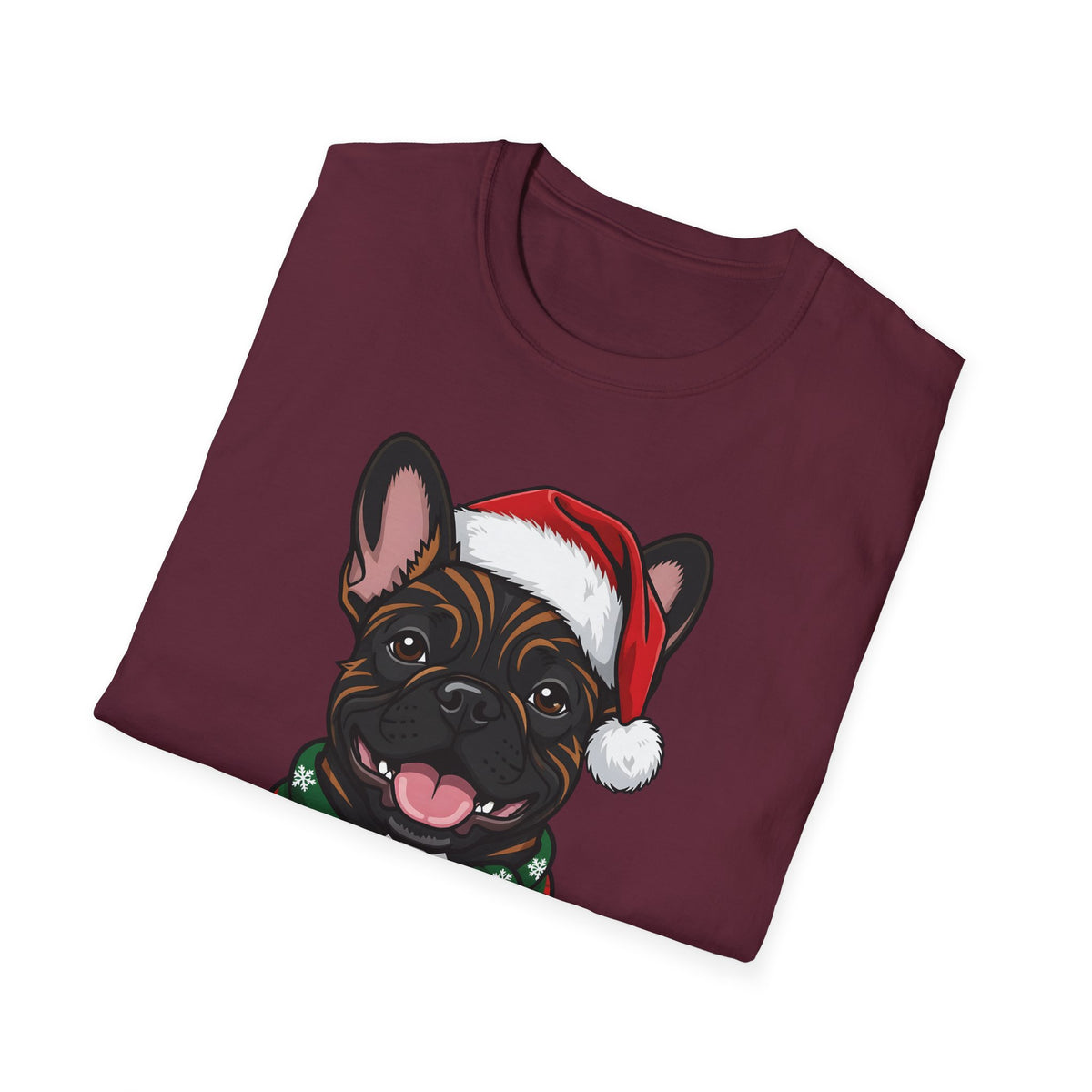 Merry Woofmas Brindle French Bulldog Christmas t-shirt, product photo 12