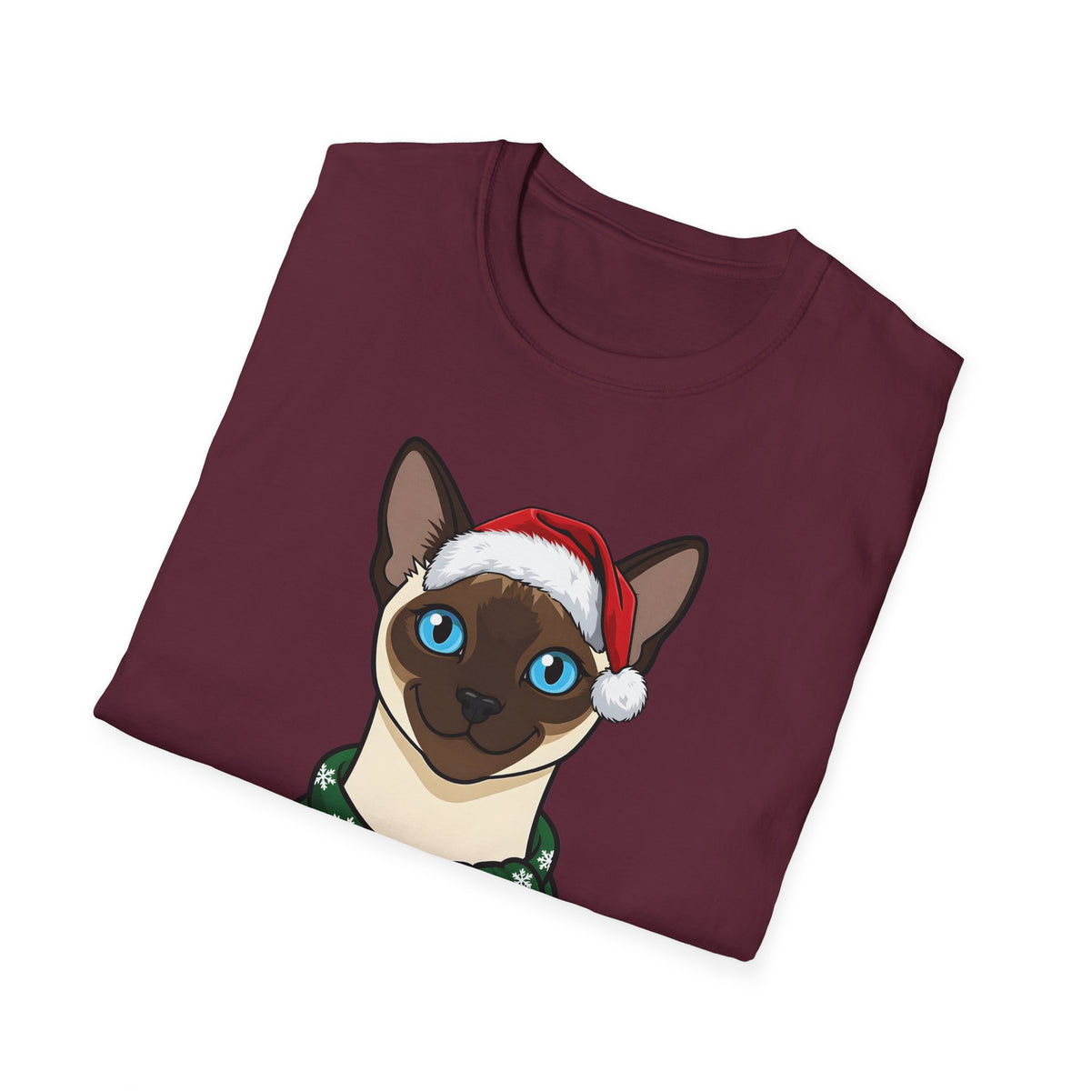 Merry Whiskers Siamese Cat Christmas t-shirt, product photo 15
