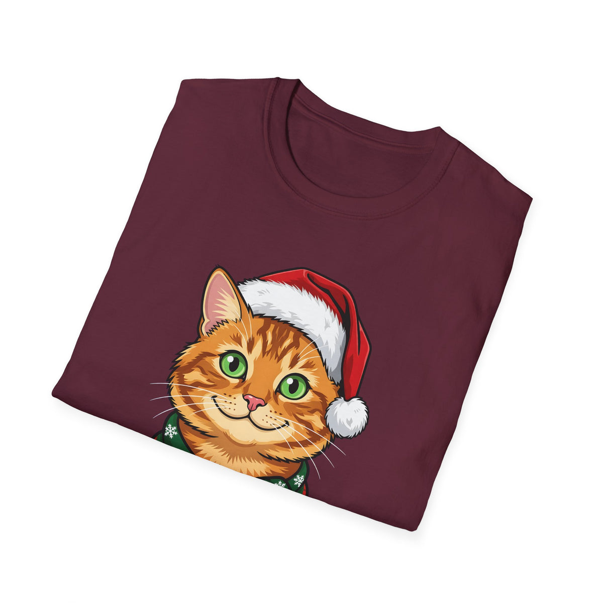 Merry Whiskers Ginger Tabby Cat Christmas t-shirt, product photo 15