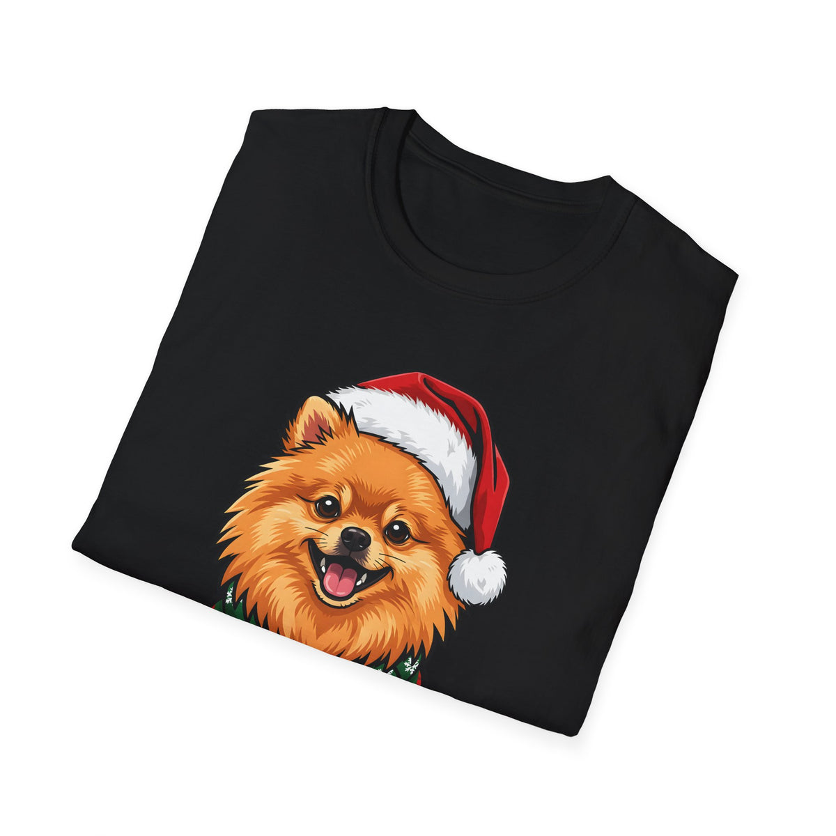 Yappy Holidays Pomeranian Christmas t-shirt, product photo 3