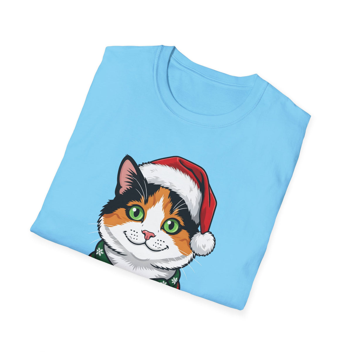 Merry Whiskers Calico Cat Christmas t-shirt, product photo 24