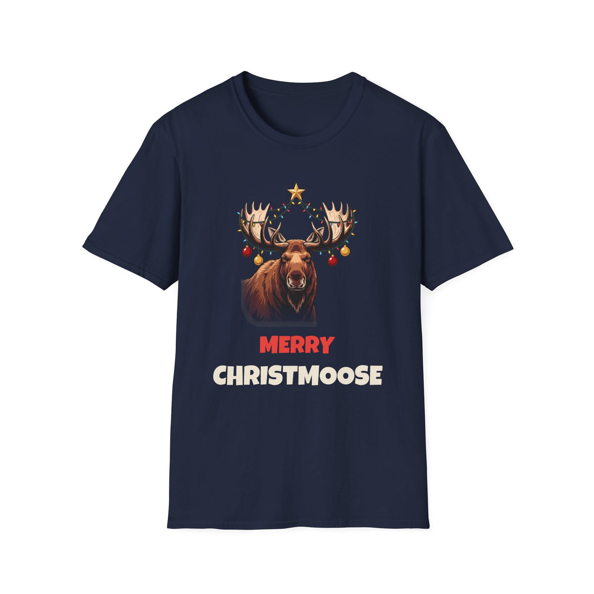 Merry Christmoose Christmas t-shirt in Navy, front view