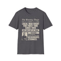 Evening Bugle Dad Joke t-shirt in Charcoal, front view