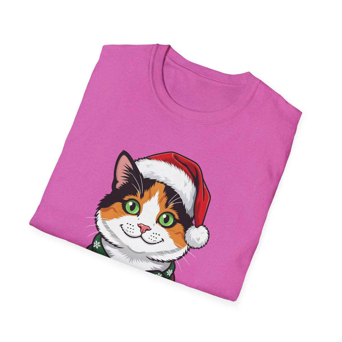 Merry Whiskers Calico Cat Christmas t-shirt, product photo 36