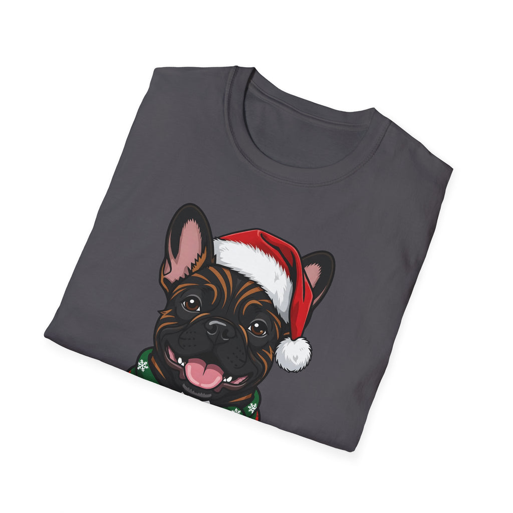 Merry Woofmas Brindle French Bulldog Christmas t-shirt, product photo 24