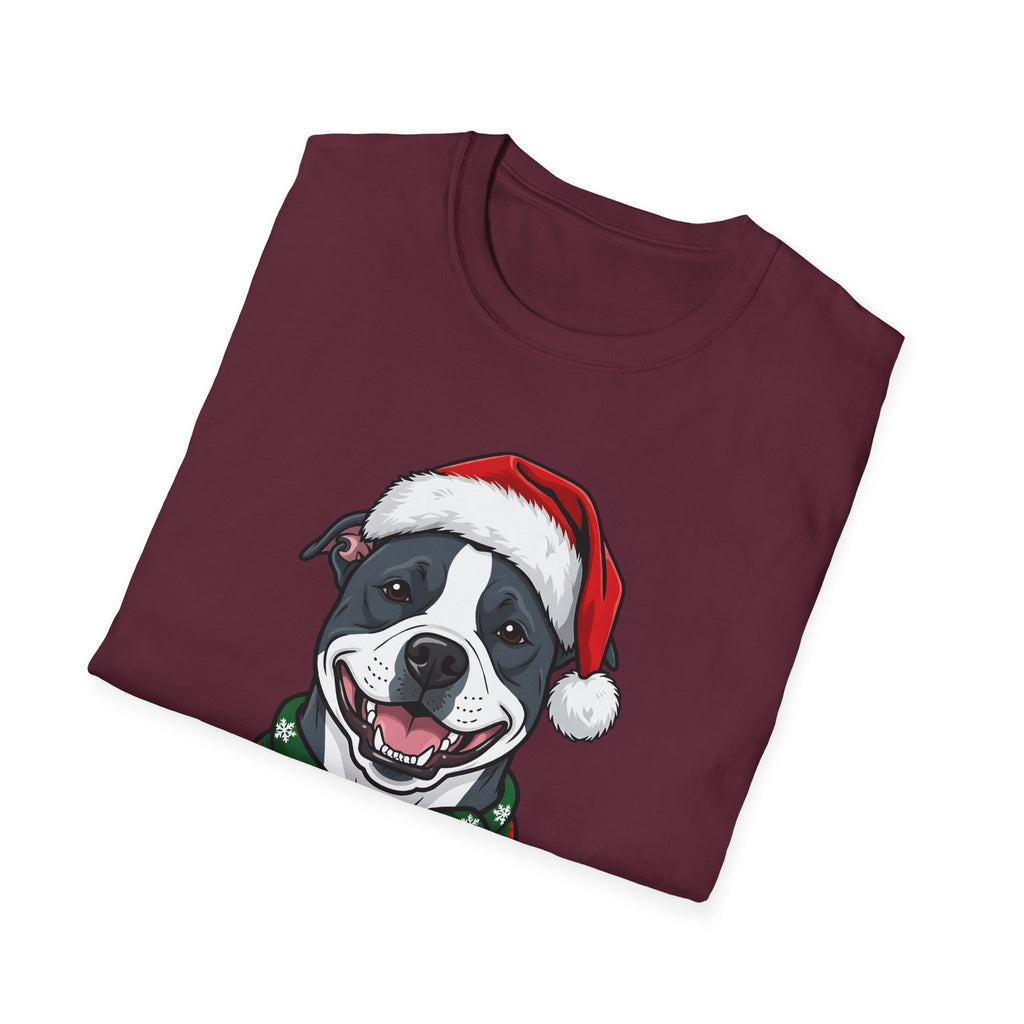 Merry Woofmas Blue Pit Bull Christmas t-shirt, product photo 15